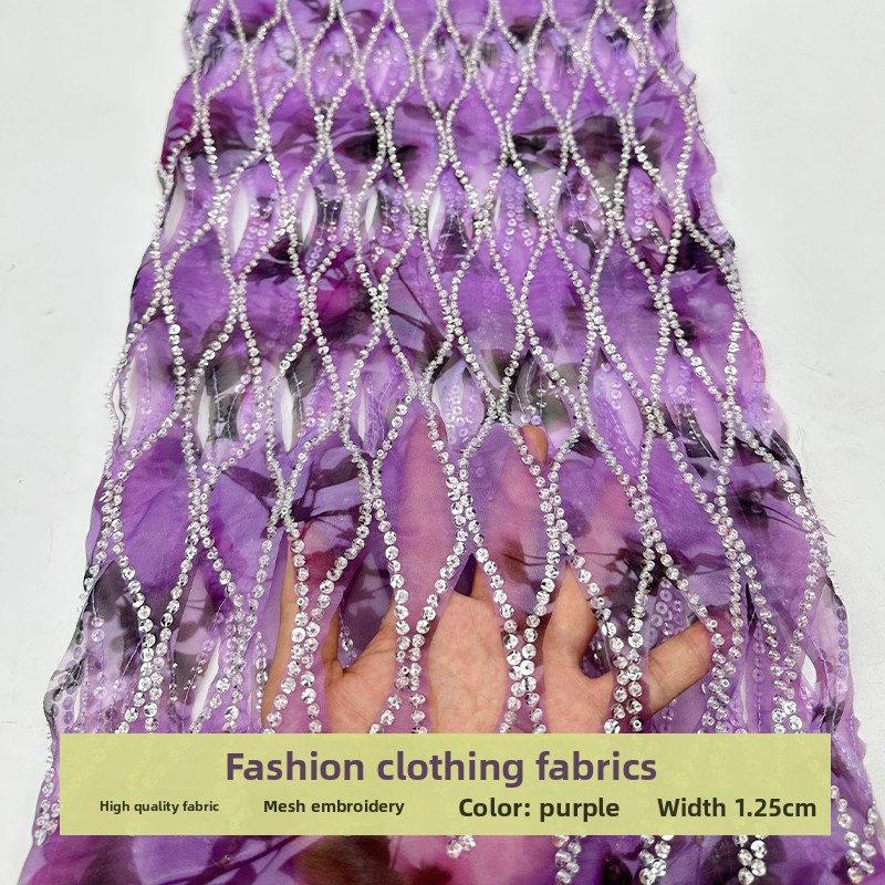 Sewing Tie Dye - Tissu en maille de mousseline brodé