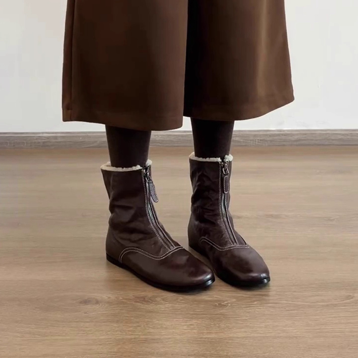 Bottines courtes à bout carré  - Sewing Front Zipper avis et prix