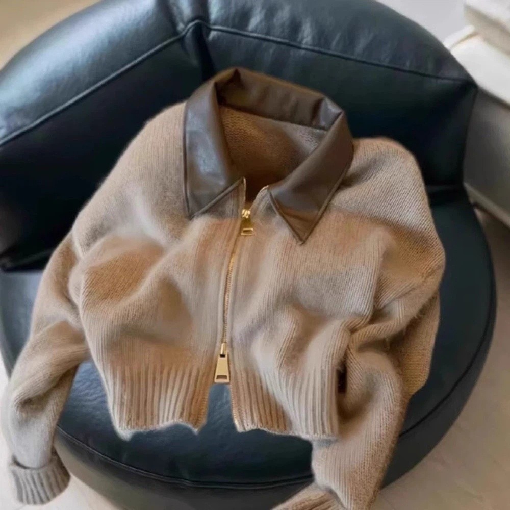 Cardigan en maille à col en cu - Sewing Front Zipper avis et prix